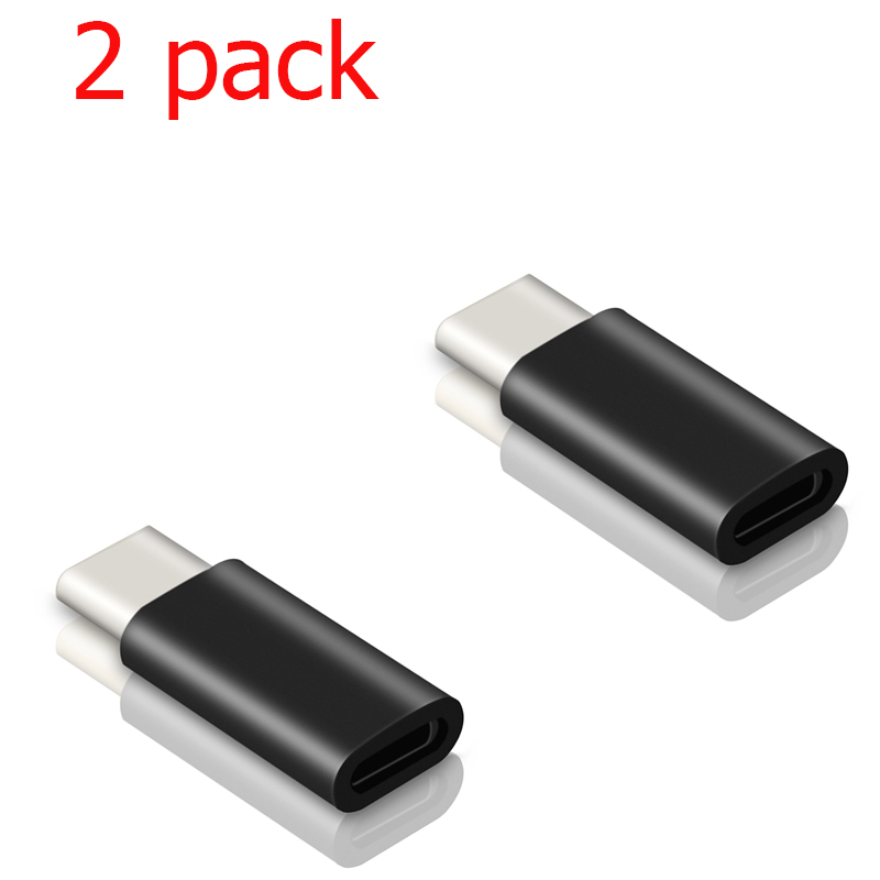 Adaptador für Iphone Zu Usb Typ C Adapter Konverter 8 Stift Jack Usb C Männlichen Splitter für Huawei Iphone Rollenmaschinenlinie Typc ladegerät Adaptateur: Schwarz 2Pack