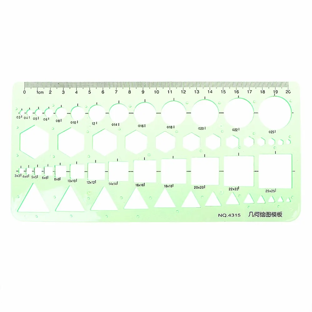 18 Styles rulers Green Plastic Circles Geometric Template Ruler Stencil Measuring Tool Stationery Students Drawing Ruler
