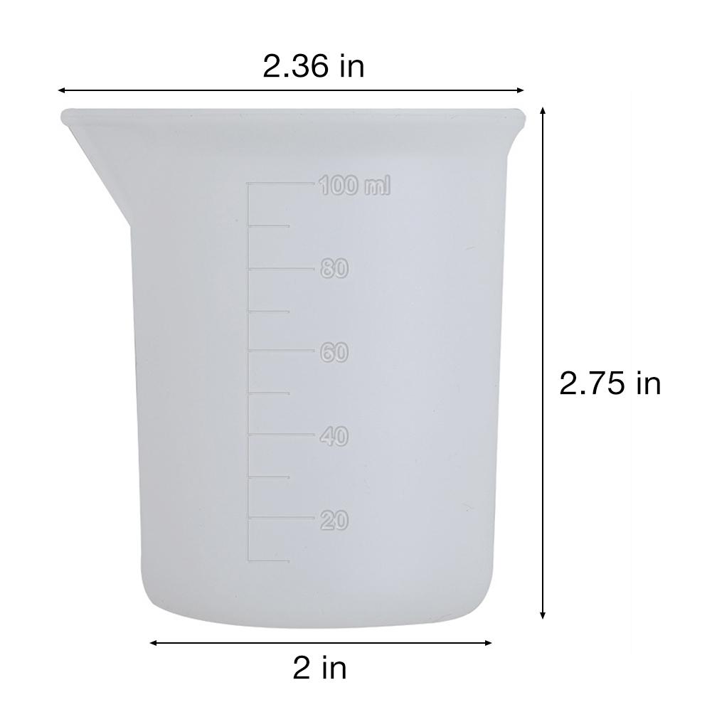 4 stk/sett silikon målebeger gjør-det-selv-håndlaget verktøy med skala 100ml silikon-målekopp til harpiks kjøkkenkunsthåndverk