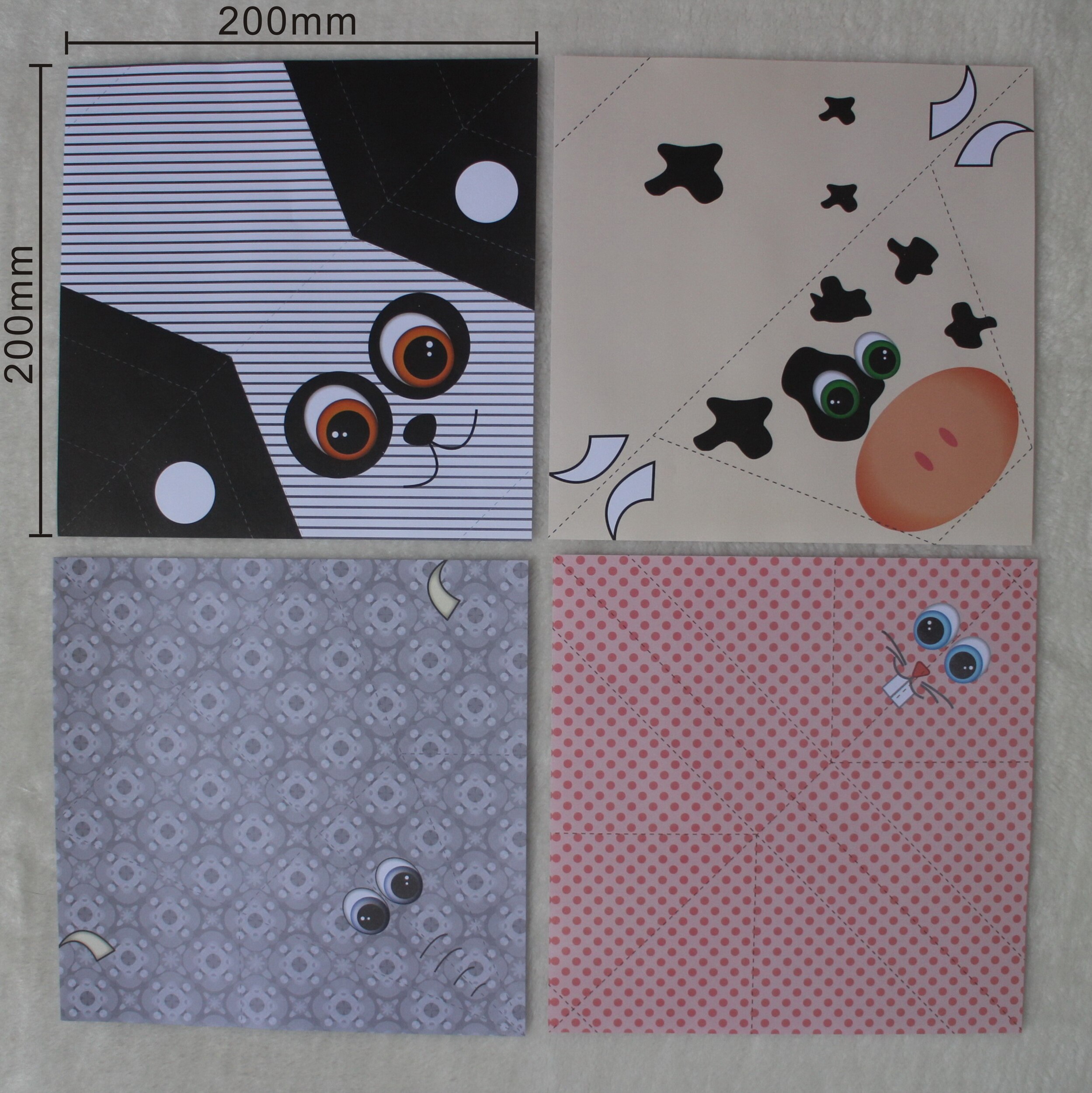 Origami Paper DIY Handicraft Instructional Animal Kraft Papers for Kids Beginners Training and School Craft Lessons