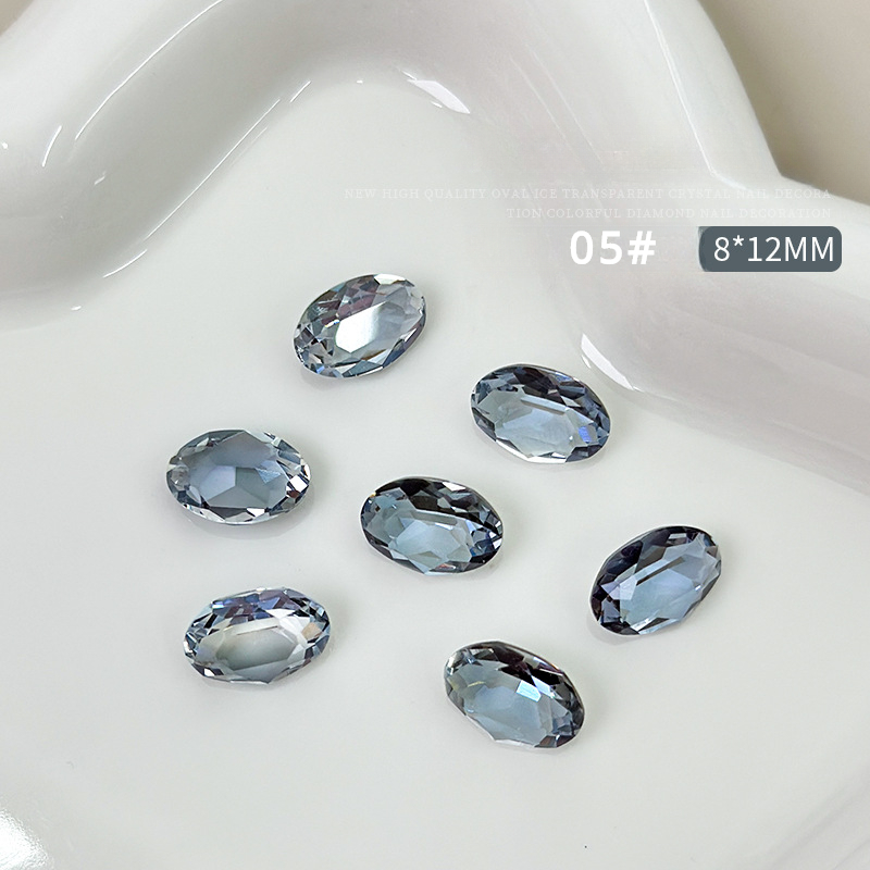 10 Uds. De joyería de cristal ovalada grande para uñas, abalorio inferior puntiagudo, decoraciones de diamantes, adornos de manicura de alta transparencia de lujo: Oro