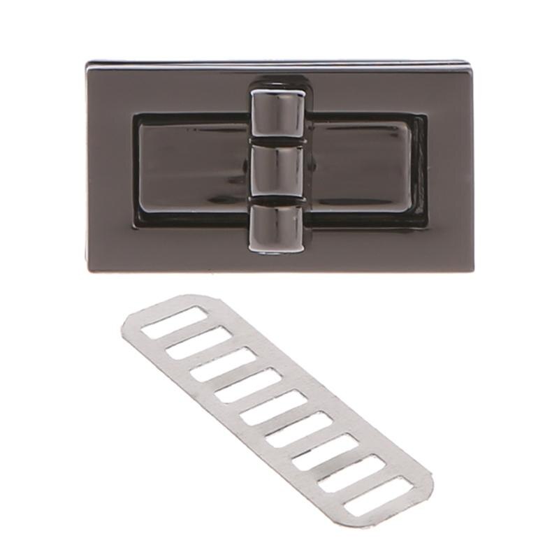 Rectangle Shape Clasp Turn Lock Twist Locks DIY Leather Handbag Bag Hardware: Black