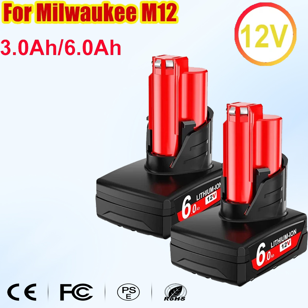 3.0Ah/6.0Ah para batería Milwaukee M12 batería recargable de 12V para herramienta Milwaukee M12 48-11-2402 48-11-2411 48-11-2401MIL-12A-LI