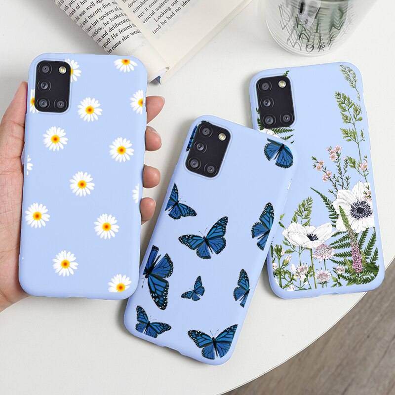 Per Samsung Galaxy A31 custodia morbida custodia protettiva in Silicone TPU Cover per Samsung A 31 a31 6.4 "Fundas Cute Cats Flower Coque Bag