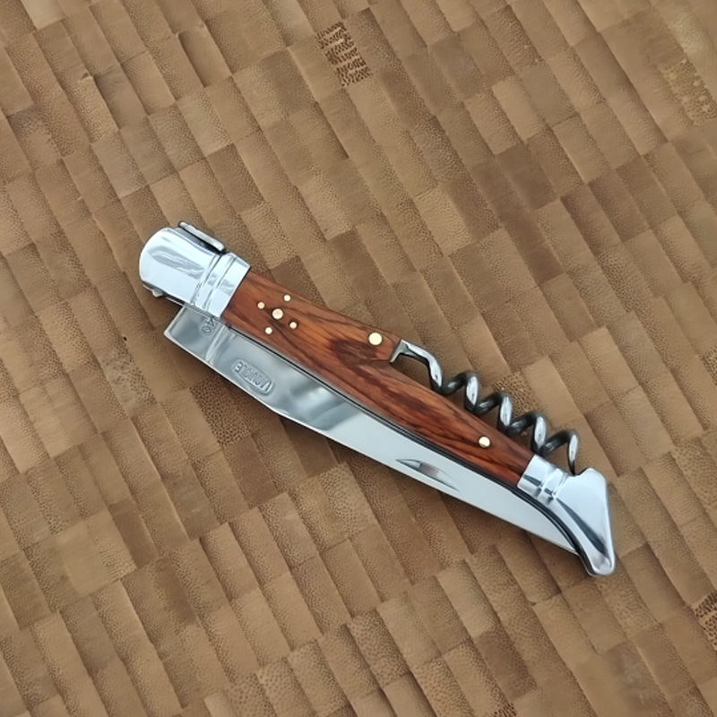 Sacacorchos de vino con abridor de tenedor, cuchillo para vino, mango de madera, Sommelier, cortador de aluminio para botellas de cerveza, utensilio de cocina de acero inoxidable para tarros