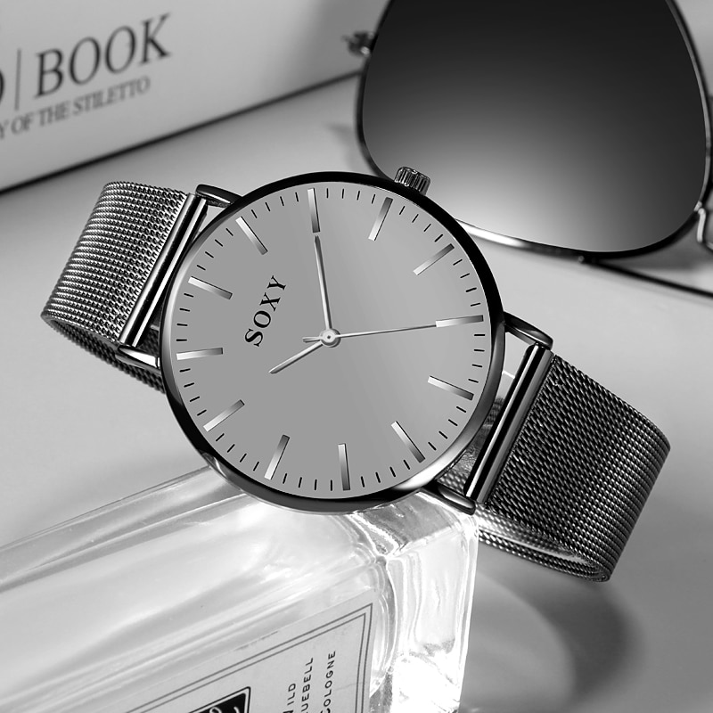 Herenhorloges topmerk luxe herenhorloge heren slank mesh stalen sporthorloge klok relogio masculino