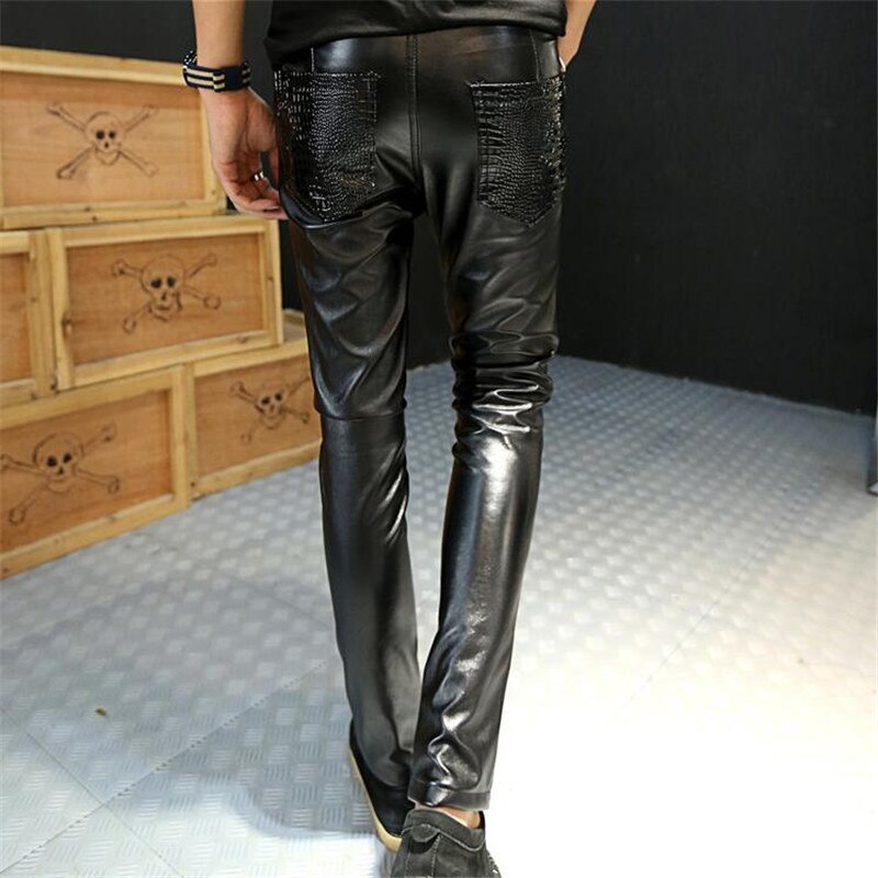 Pantalon simili cuir MORUANCLE pour hommes pantalon moto en daim coupe cintrée pantalon de jogging en cuir pour hommes taille 28-36