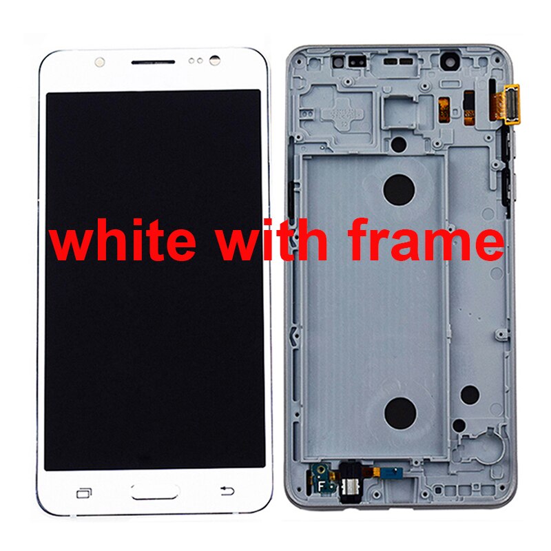 Voor Samsung Galaxy J5 J510 Sm J510F J510FN J510M J510Y J510G Ds Touch Screen Digitizer Lcd-scherm Vergadering frame: white with frame