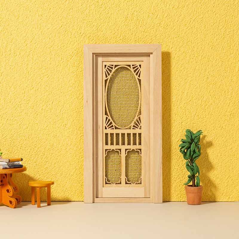 1/12 Poppenhuis Miniatuur Hout Externe Enkele Deur Houten Raamkozijn Diy Accessoires Pophuis Meubels Speelgoed Multi Stijlen