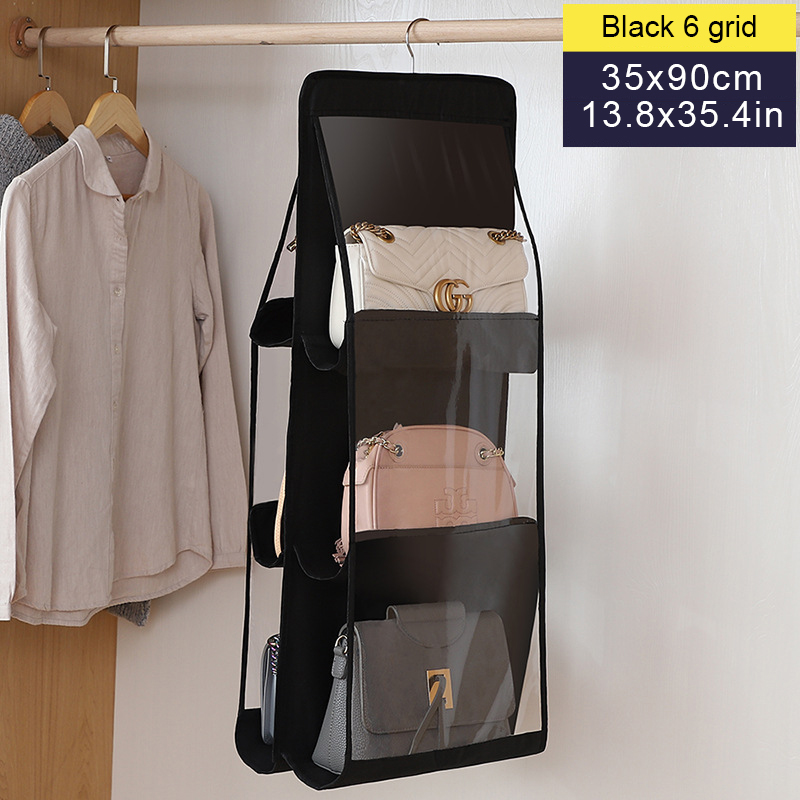 Hengende veske organizer garderobe skap gjennomsiktig oppbevaringspose dør vegg klar diverse pose med opphengspose: Lysegrønn