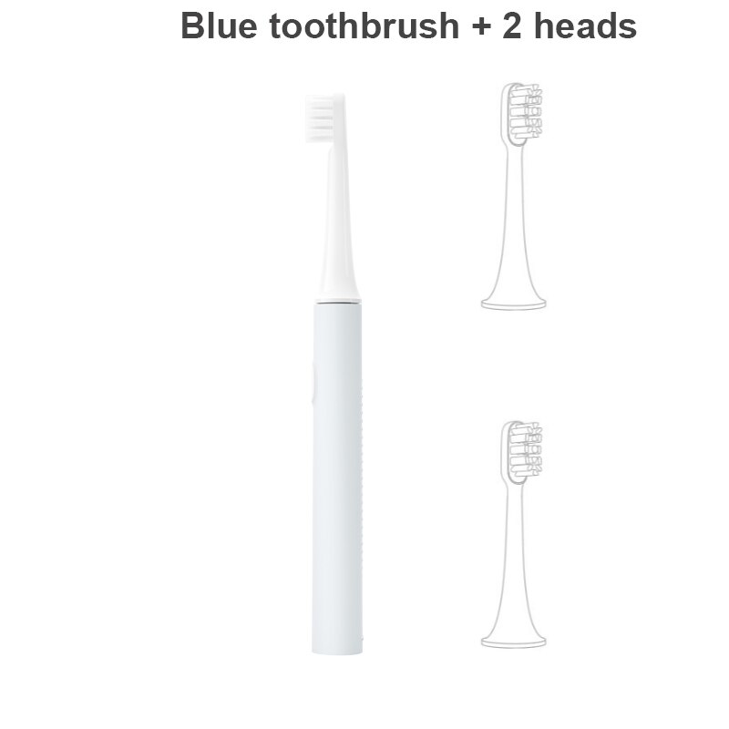 Xiaomi-cepillo de dientes Mijia T100 Mi, cepillo de dientes eléctrico inteligente Original de 46g y 2 velocidades Xiaomi, Sónico cepillo de dientes, blanqueador, recordatorio de zona de cuidado bucal: Blue with 2 heads