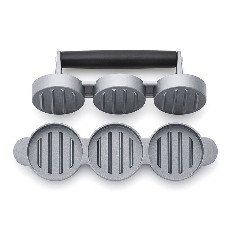 Triple Mini Burger Press Slider Patty Wood Handle Hamburger Press Burger Press Maker Grill BBQ Party Maker Meat Press Dia2.5''