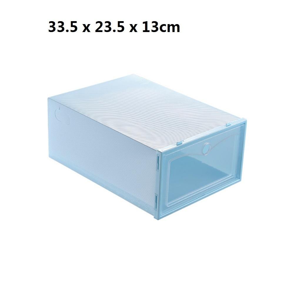 1Pc Transparent shoe box storage shoe boxes thickened dustproof shoes organizer box can be superimposed combination shoe cabinet: large-blue