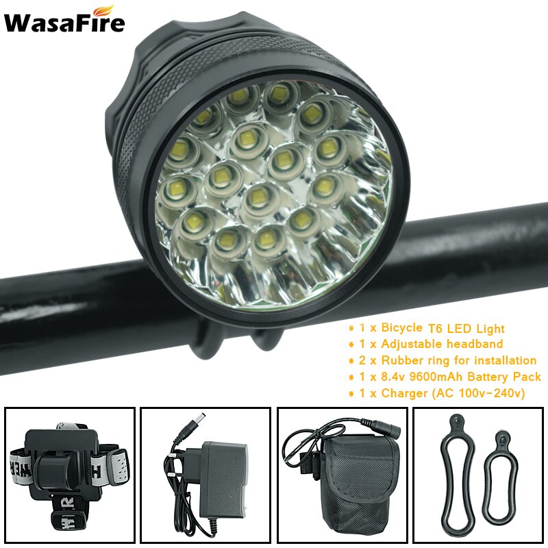 WasaFire 40000 Lumen 16* T6 LED Bike Light MTB Bicycle Front Light Super Bright Cycling Lamp Headlight Night Riding Light: Green