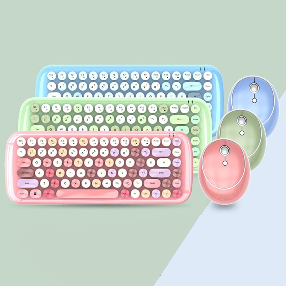 Cute girls wireless keyboard and mouse combo set Mini Portable Wear-resistant 2.4G Wireless Keyboard Mouse Set for Computers