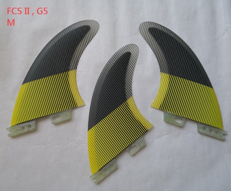 G7 G5 FCS II 2 Surfing Fins Tri Set Line yellow blue Surfboard Fin Surf Accessory M L: B M
