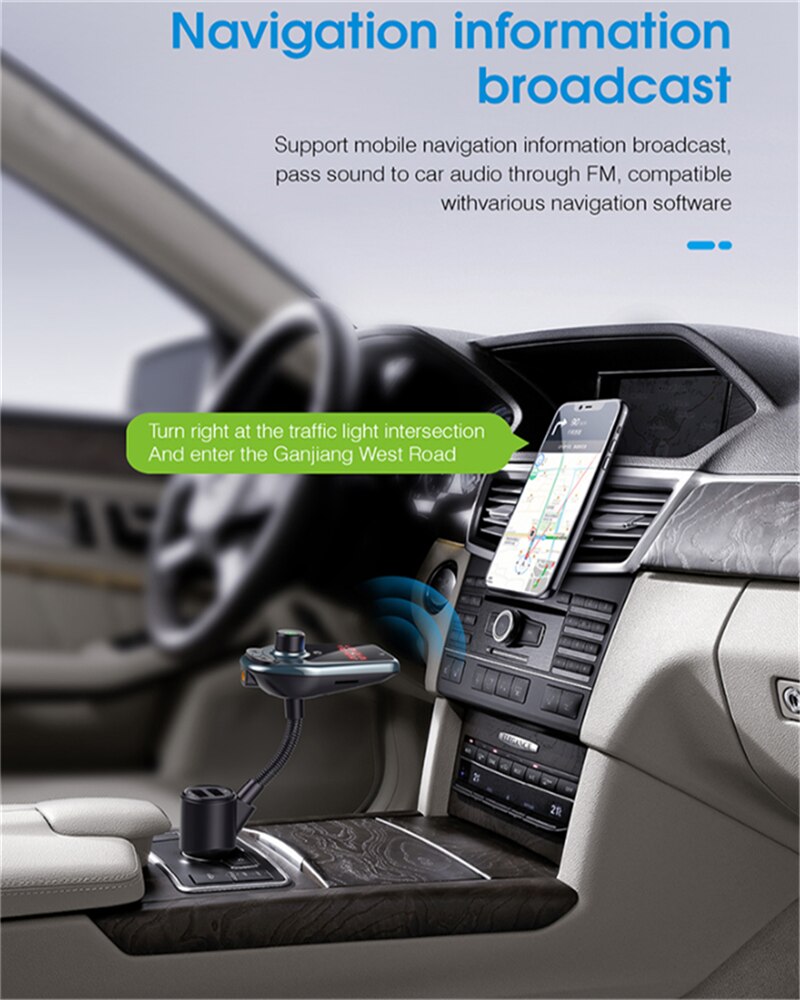 Bluetooth 5.0 FM Modulator Transmitter Car Kit MP3 Modulator Player Wireless Handsfree Audio Receiver Dual USB Fast Charger 3.1A
