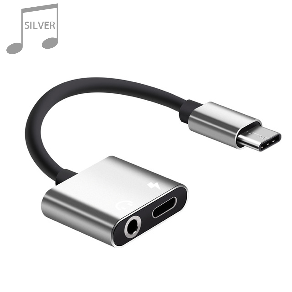 Usb Type C Naar 3.5Mm Koptelefoon Jack Adapter Voor Huawei Mate 10 P20 Aux Audio Kabel Hoofdtelefoon Oplader Opladen usb C Converter: Silver
