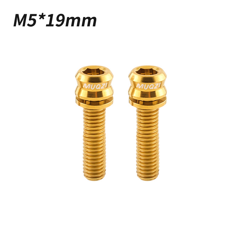 MUQZI 2 Stück Titanschraube M5 x 17 mm M5 x 19 mm Fahrradmutter Titanlegierung Vorbauschrauben MTB Rennrad Faltrad Schraubenzubehör: Burgunderrot