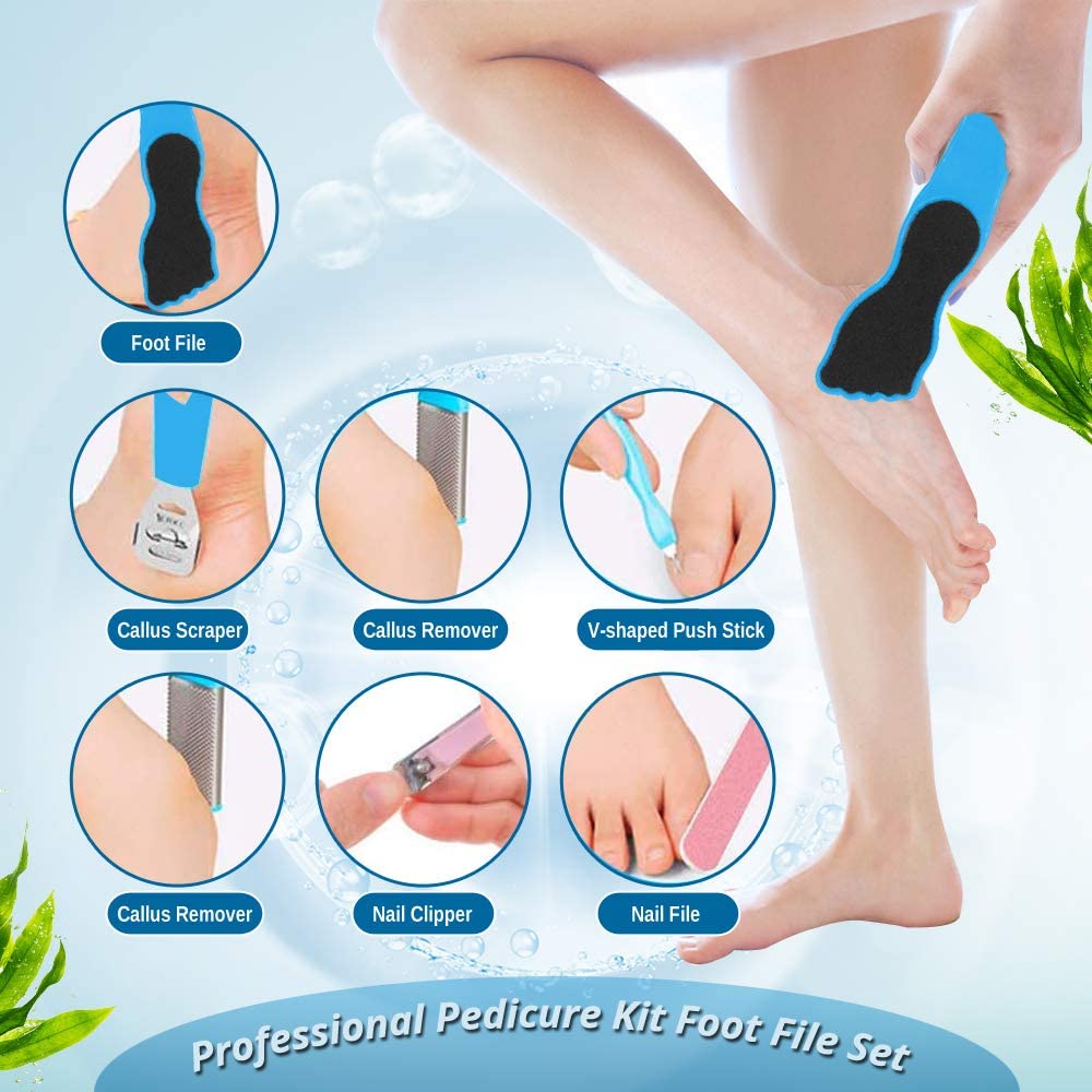 14 in 1 kit professionale per la cura dei piedi impostato di strumenti per Pedicure piede in acciaio inossidabile raspa piede rimozione della pelle morta kit di cura dell'unghia del piede pulito