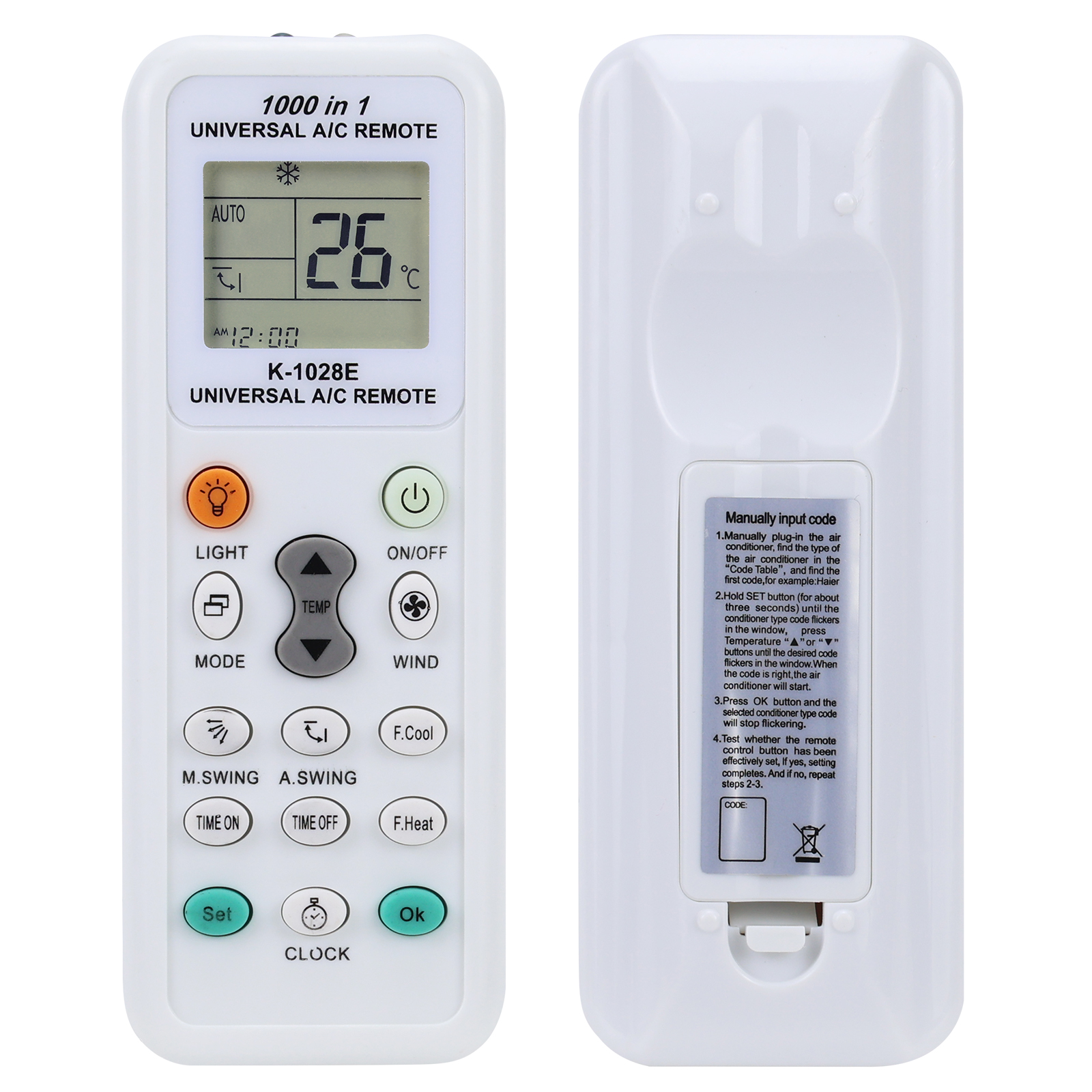 1000 in 1 afstandsbediening Universeel A/C Air Air Remote Conditioning Afstandsbediening Speciaal K-1028E Instelling met één knop Universeel