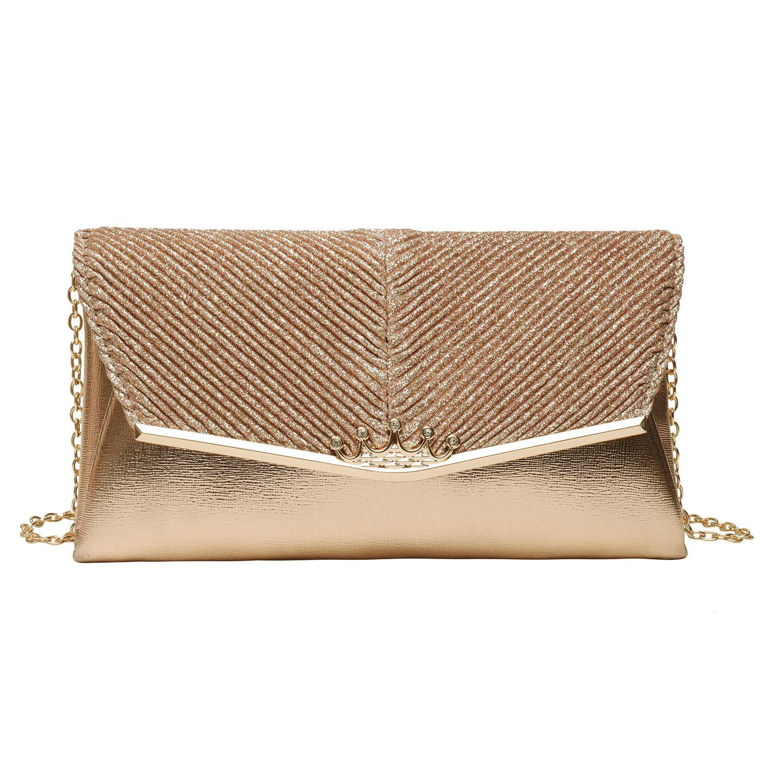 Designer Clutch Handtasche Gold Strass - Elegante Abendtasche Für Damen