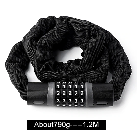 West Fietsen Bike Lock 0.9/1.2/1.45 M Motorfiets Fiets Kabel Lock Anti-Diefstal Met 5 Wachtwoord gecodeerde Gelegeerd Staal Sloten Voor Fietsen: Password 1.2M Black