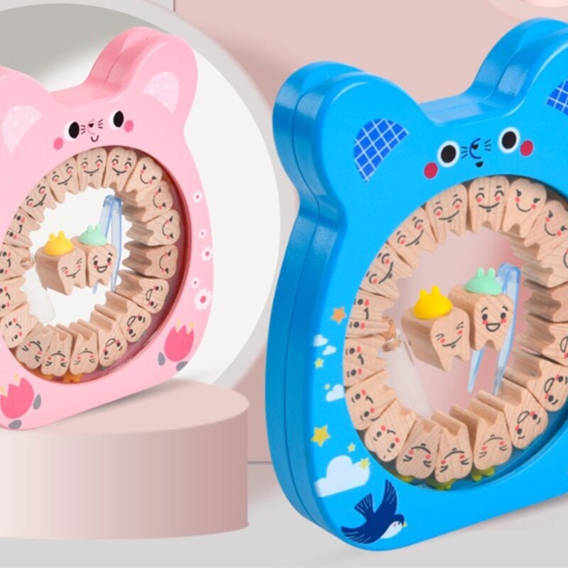 40JC Wooden Baby Teeth Box Tooth Shape Deciduous Tooth Holder Milk Teeth Memorial Box