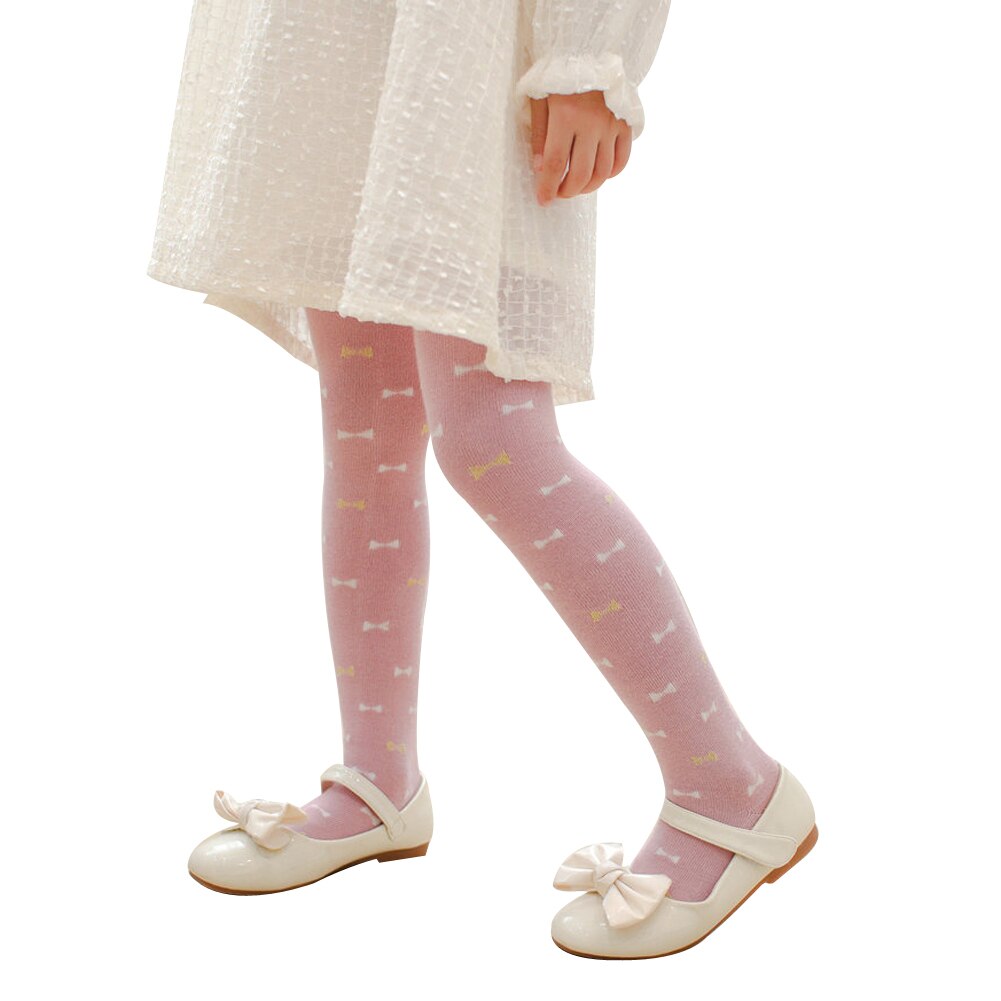 Enfant bébé filles coton tricot collants, collants nœud-noeud imprimé Leggings bas pantalon