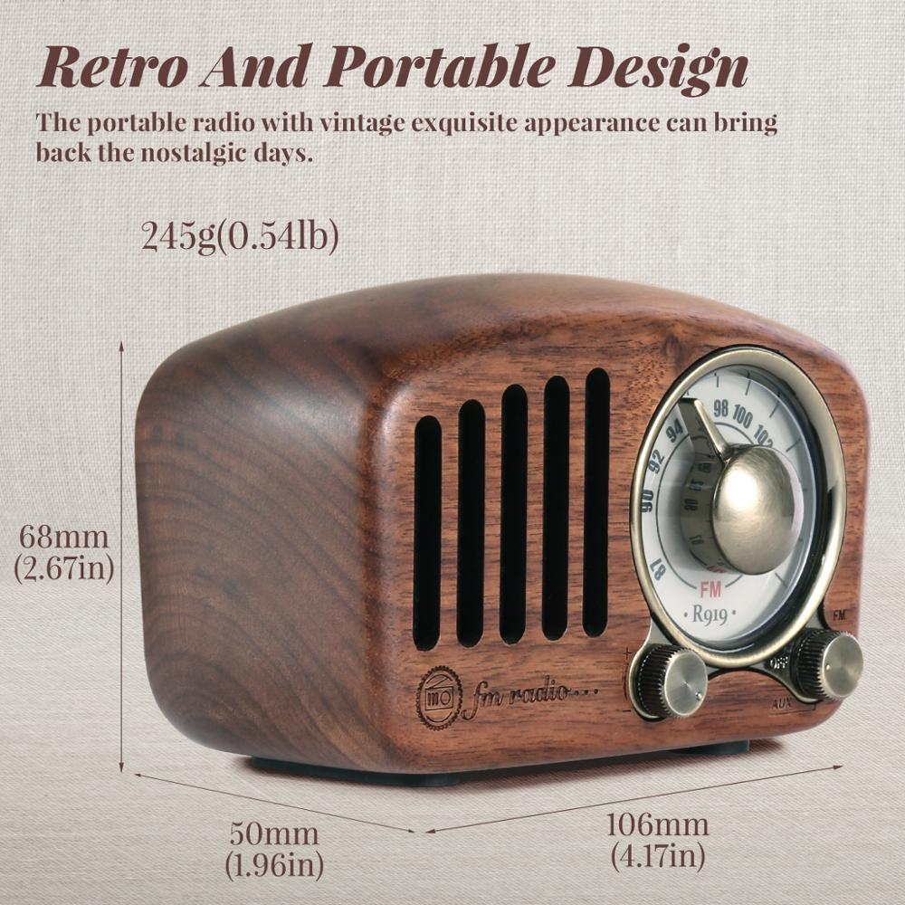 Prunus J-919 Klassieke Retro Radio Receiver Draagbare Mini Hout Fm Sd MP3 Radio Stereo Bluetooth Speaker Aux Usb Oplaadbare