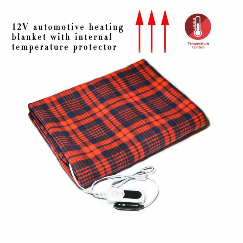 Couverture de voyage chauffante à carreaux rouge polaire 12 volts Camion de voiture électrique
