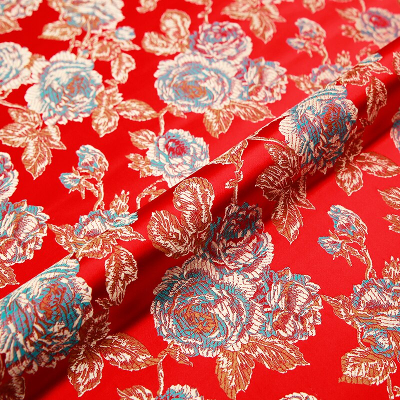 Raso chino tela brocado seda jacquard tejidos DIY material para costura de cheongsam y kimono