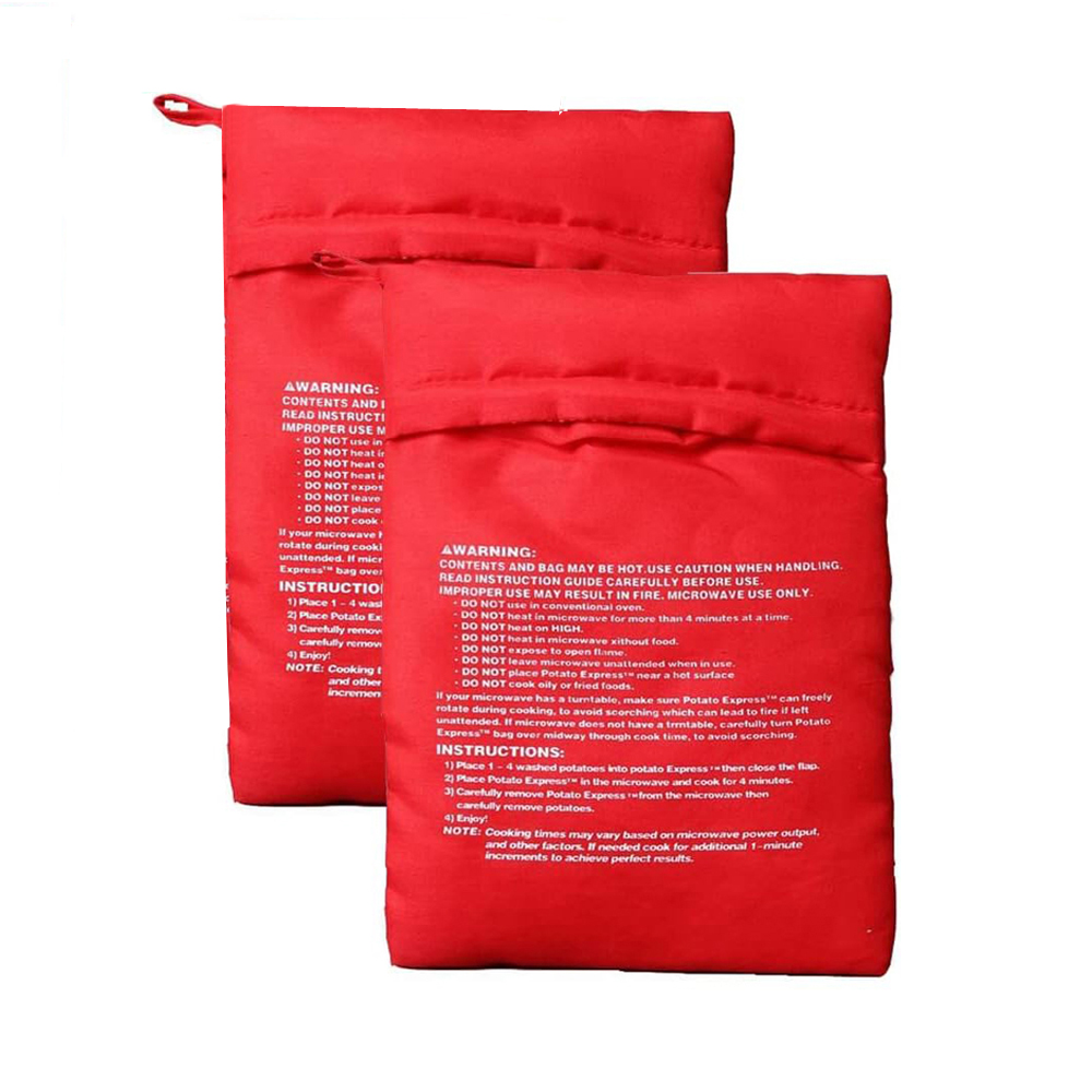 Bolsa de patatas para microondas, bolsa reutilizable para cocinar patatas en microondas exprés, cocina de patatas al horno, patatas perfectas, bolsa roja para hornear de 4 minutos