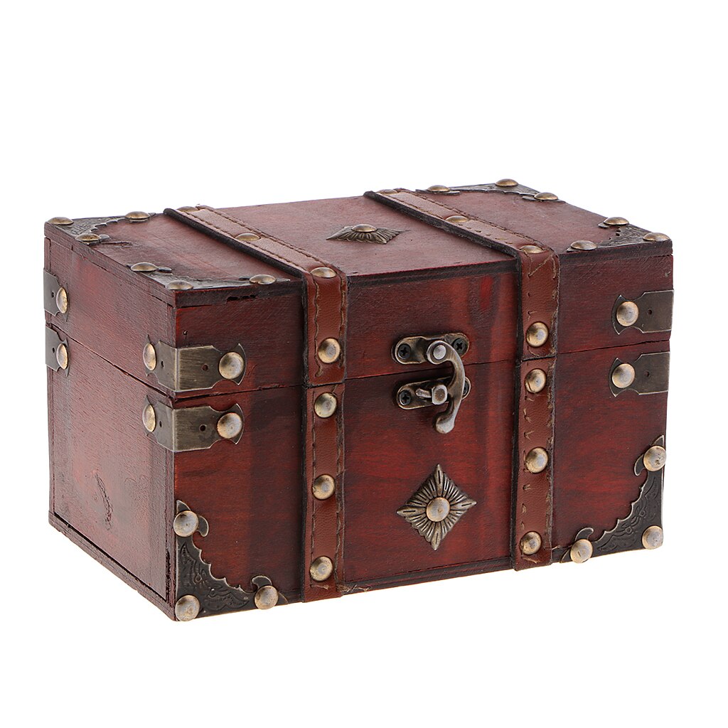 Wooden Treasure Box Chest for Jewelry, Wooden Pirate Treasure Chest Box, Decorative Medieval Chest: A