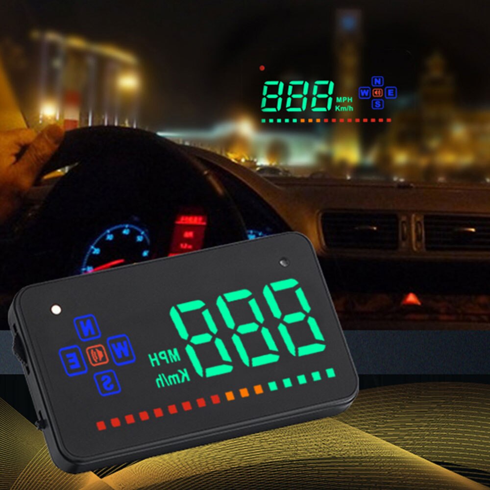 3.5 inch auto hud head-up display led snelheidsmeter kleur projectie snelheidswaarschuwing voor alle auto's automatische elektronische spanningsalarm