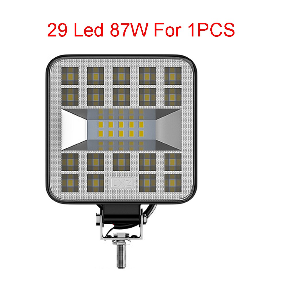 Luz Led de trabajo para camiones y Tractor, foco reflector LED de 87W/69W/57W, 12 voltios, luces de trabajo para 4x4 ATV, todoterreno, luces antiniebla de 24V: 1 pcs 29LED 87W