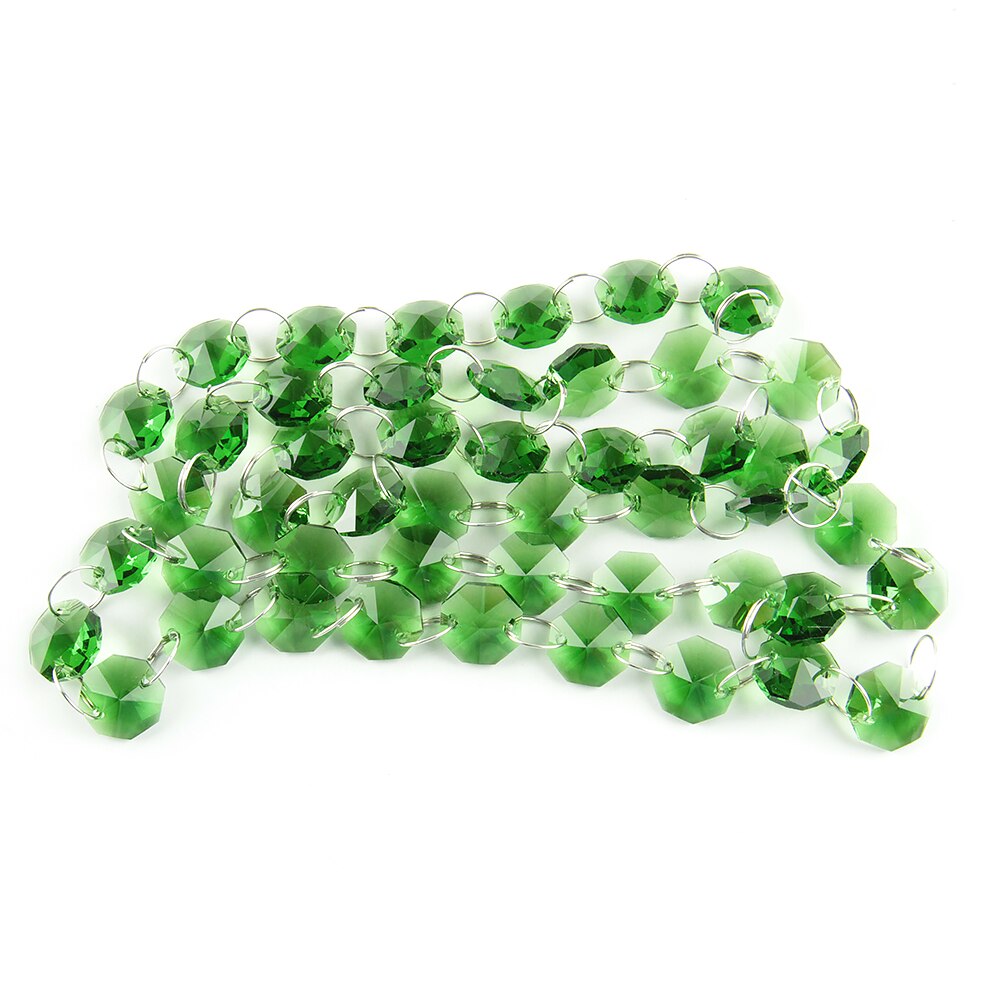10 Meter 14mm Perlen Girlande Strang Mit Ringe Hängen Kristall Glas Vorhang Diamant Ketten Partei Baum Hochzeits-mittel Dekor: dunkel Grün
