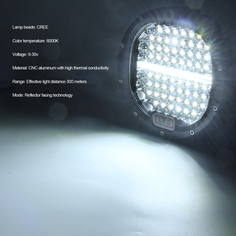 7 Inch 6000K IP68 Waterproof LED Driving Lights Spot Spotlights Round Work Offroad Lamp Round Car Off-road Vehicle Spotlight