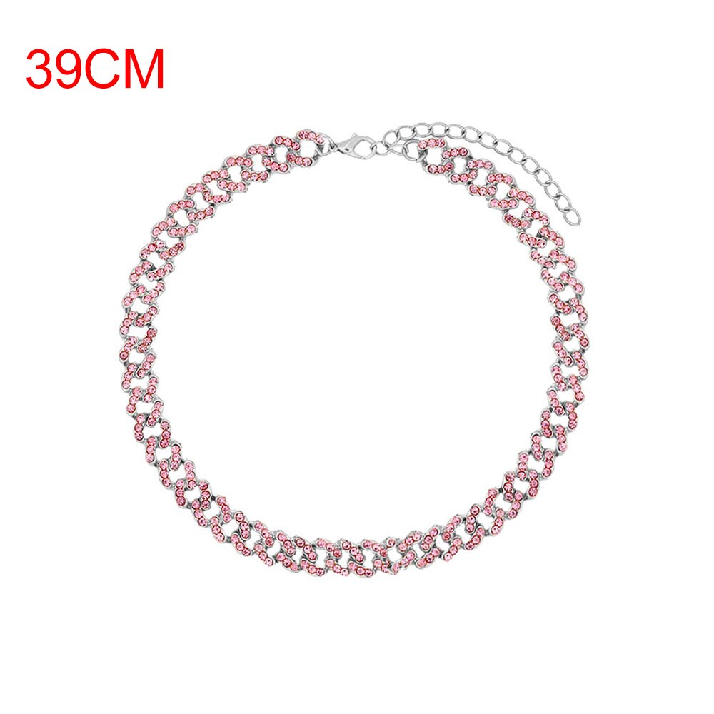 Punk 9MM ghiacciato Bling Miami catena a maglia cubana colore misto Miami cordolo girocollo collana di strass di cristallo per gioielli da donna: 055104RRSL