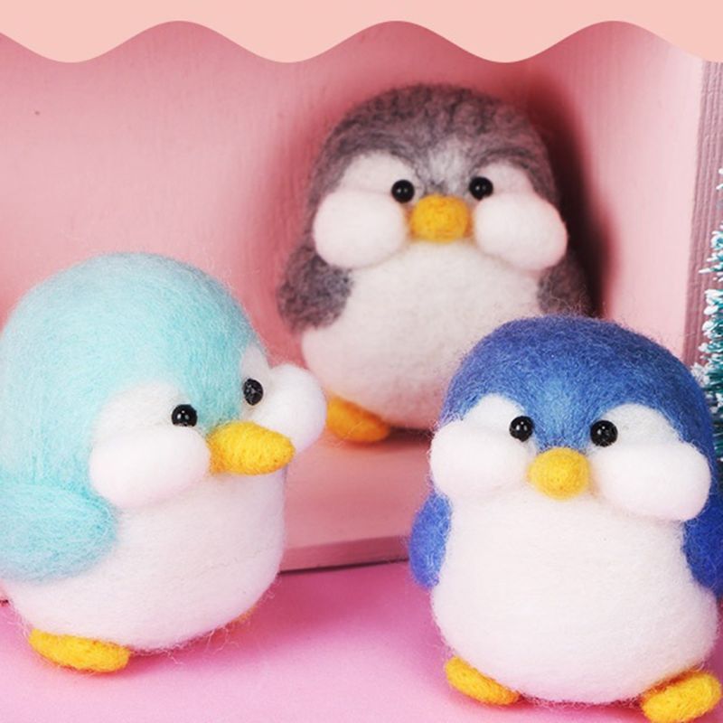 Penguin Wool Felt Craft DIY Unfinished Poked Handcraft Kit Material Bag Pack Handmade Key Chain