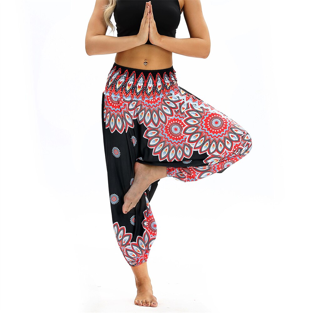 Harem Yoga Broek Voor Vrouwen Hippie Boho Pjs Lounge Strand Print Plus Palazzo Strand Broek