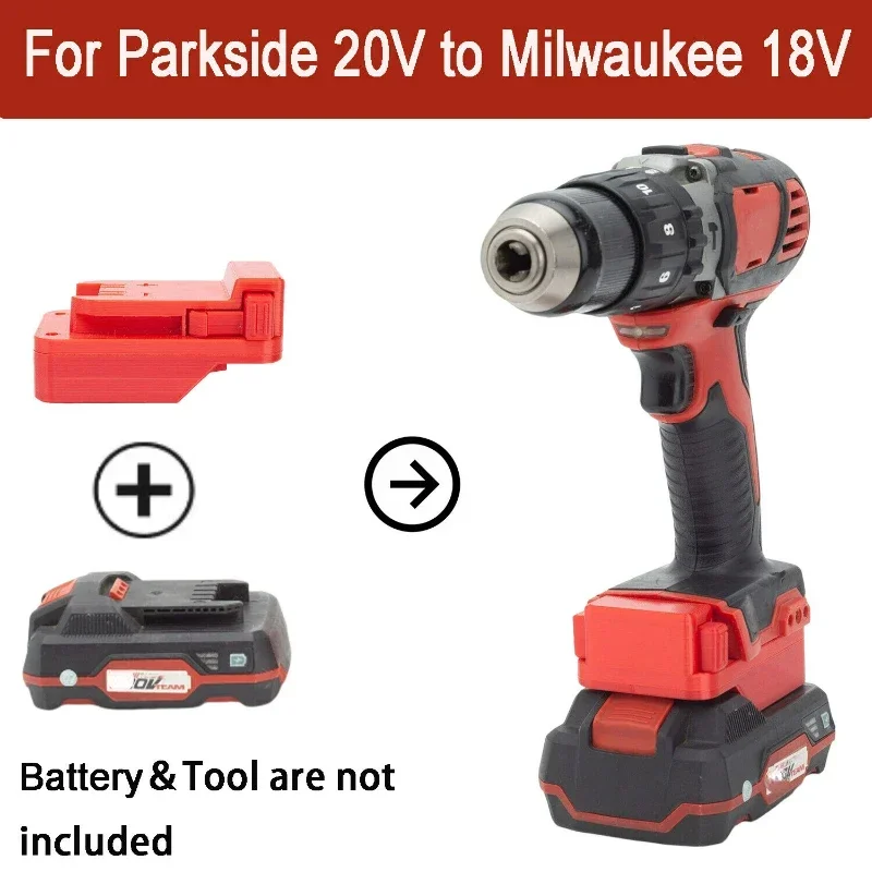 Akku-Konvertierungsadapter für Lidl Parkside X20V Team Li-Ion für Milwaukee 18V Akku-Werkzeuge (Werkzeug und Akku nicht im Lieferumfang enthalten)