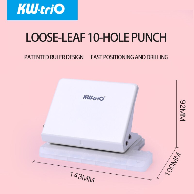 KW-triO – perforateur de papier à 10 trous pour papier A4/B5/A5, 30/26/20 trous pour le bricolage, perforateur de trous pour feuilles de papier, fournitures scolaires: White 10-Hole Punch