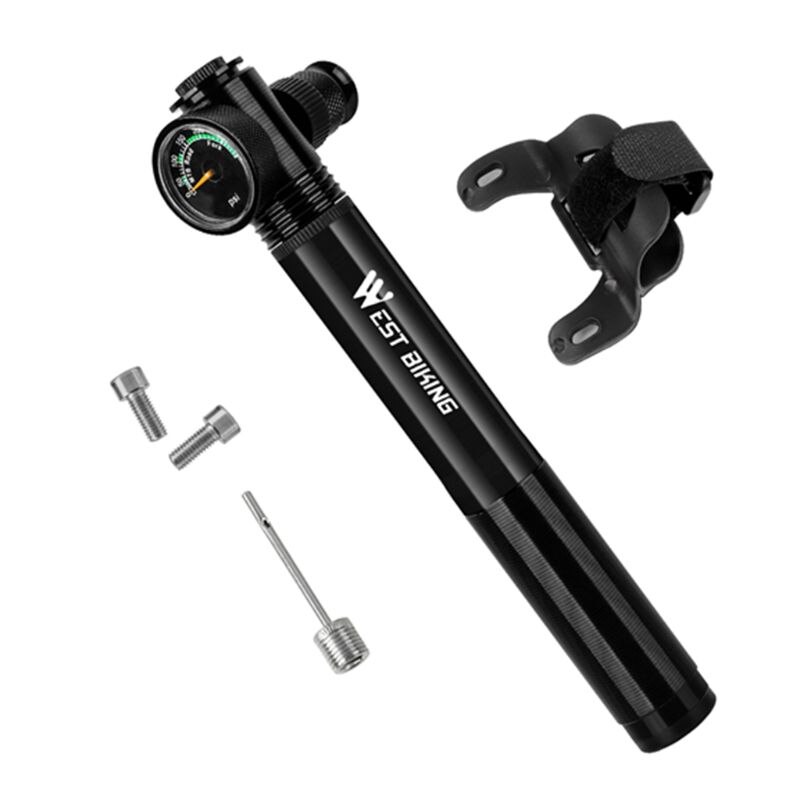 Aluminum High Pressure Bicycle Pump Bidirectional Inflatable Portable Mini Pumps: Black