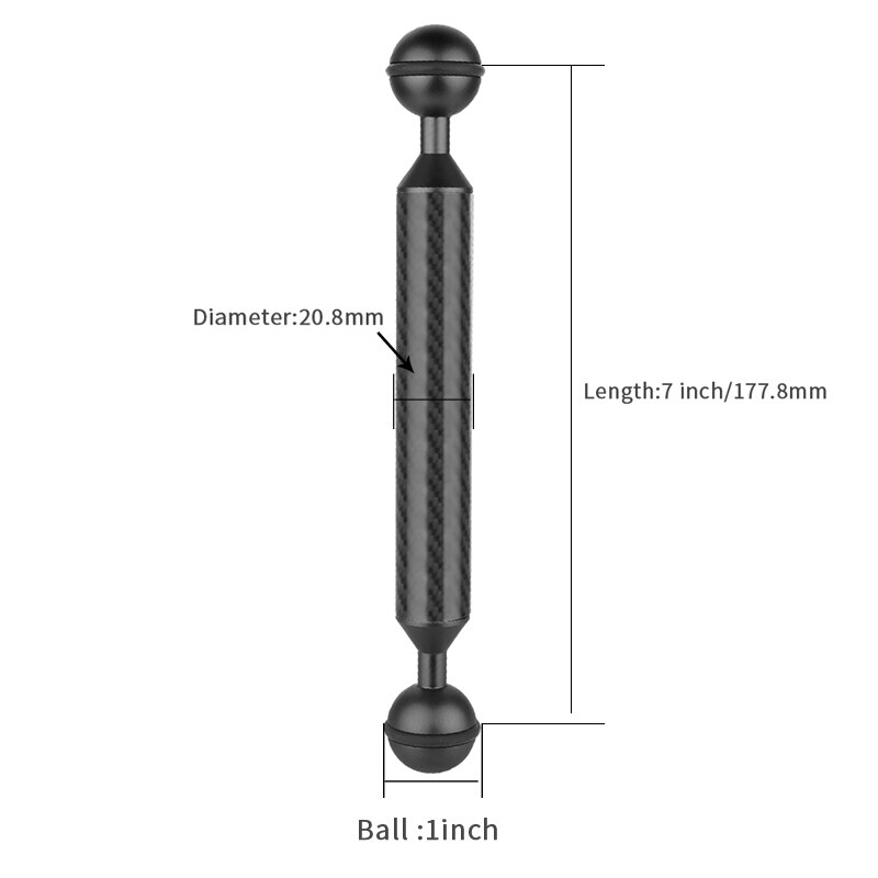 BGNing In Fibra di Carbonio Galleggiante Salvagente Braccio Acquatici Dual Palla Galleggiante Braccio Diving Macchina Fotografica Subacquea Diving Vassoio per Gopro/Smartphone: 7inch Black