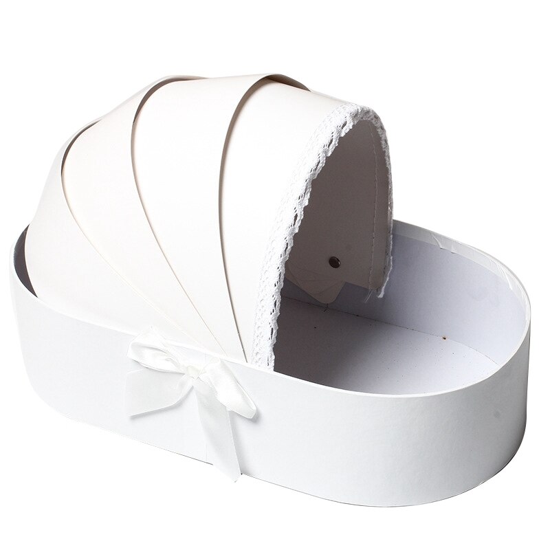 Caja de flores de cuna, Cajas de románticas para flores, embalaje para boda, decoración del hogar: Blanco