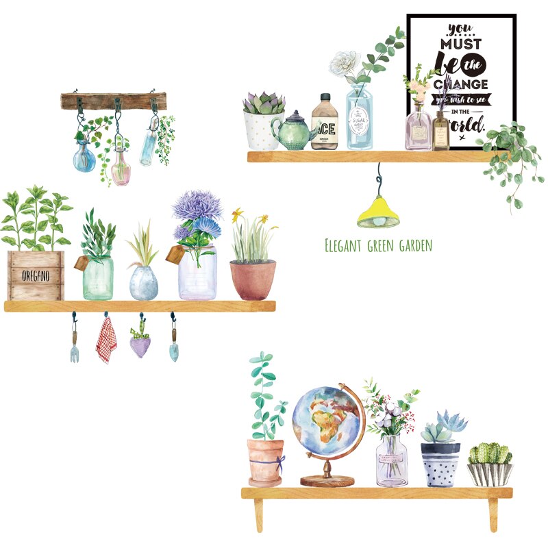 Flor em vaso para parede, flor de plantas adesivos para parede para quarto sala de estar cozinha fundo de decoração removível murais de parede de vinil