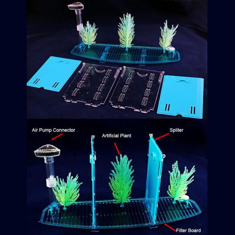 Acrylic 3 Splits Aquarium Betta Fish Bowl Led Light Aquarium Incubator Hatchery Breeding Box Fish Tank Turtle Reptile House