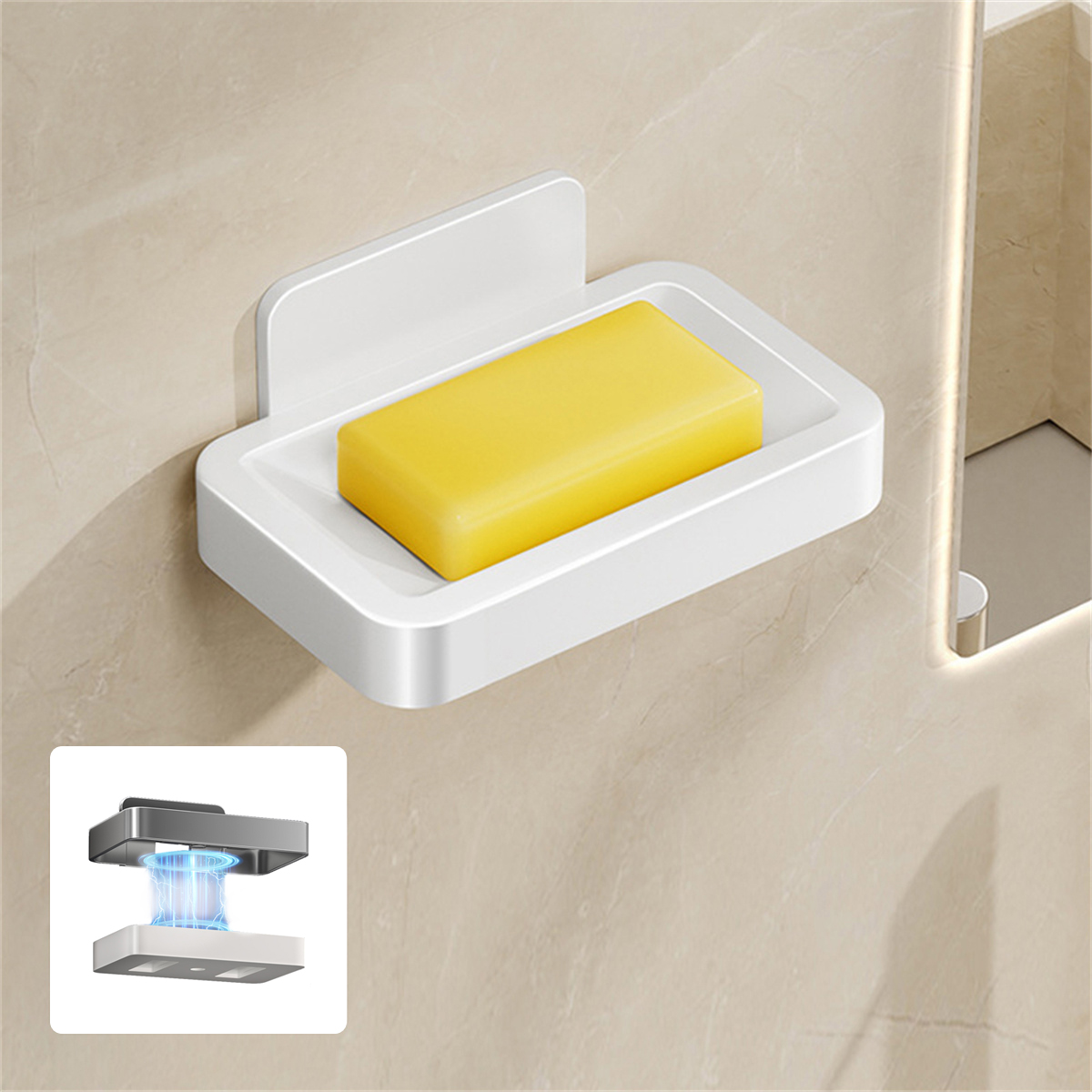 Métal Fer Porte-savon Sans perçage Porte-savon de salle de bain Avec eau de vidange Mur Porte-savon Organisateur Accessoires de salle de bain