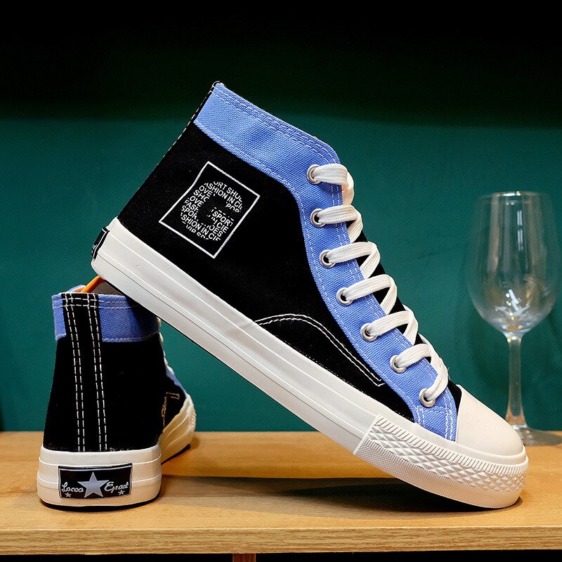 Luozheke chaussures d'été en toile pour hommes chaussures pour hommes chaussures décontractées chaussures en tissu pour hommes chaussures de skateboard chaussures montantes: Noir / 7.5